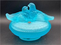 Westmoreland Colonial Blue Lovebirds Candy Dish