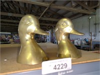 Brass Ducks heads- bookends/ paperweights