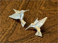 14K Gold Hummingbird Motif Earrings
