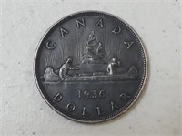 1936 CANADIAN SILVER $1 COIN