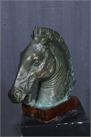 Patinated Roman Bronze Horse Replica Sculpture