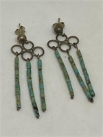 Pair Vintage SW Turquoise Earrings Unmarked