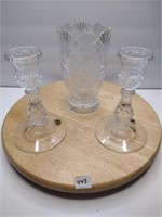Lead Crystal Vase & Candlesticks