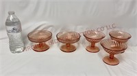 Pink Depression Glass Sherbets ~ Lot of 5