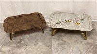 Vintage Folding Metal Lap Trays ~ Wood & Butterfly