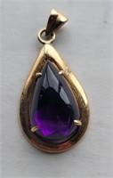 14K Gold Pendant with Purple Stone