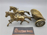 Horses & Cart Brass Colored