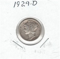 1929-D U.S. Silver Mercury Dime