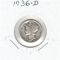 1936-D U.S. Silver Mercury Dime