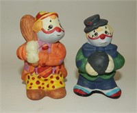 Colorful Hand-Painted Clowns Playing Ball