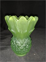 4 “ GREEN SATIN GLASS PINEAPPLE CANDLE HOLDER