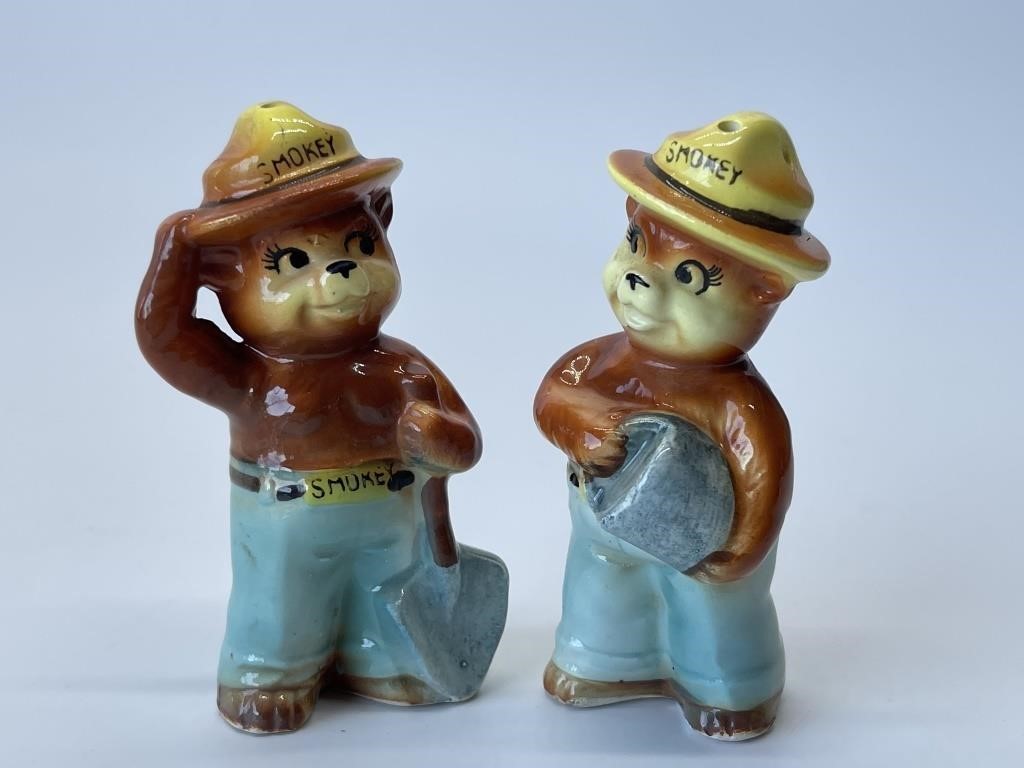 Vintage Smokey the Bear Salt and Pepper Shakers