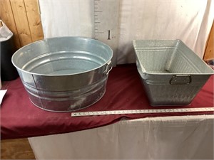 Two galvanized tubs