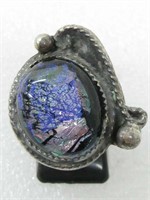 Sterling Silver Dichroic Glass SW Ring Hallmarked