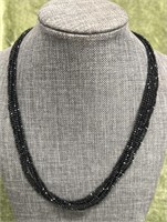 Sterling Silver and Black Spinel Multi-Strand