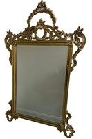 French Style Brass Mirror with Flower Motif