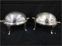 Pair of silver plated butter dishes