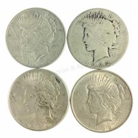 (4) 1922 & 1922-s U. S. Silver Peace Dollars