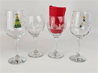 Set of 4 Holiday Wine Glasses