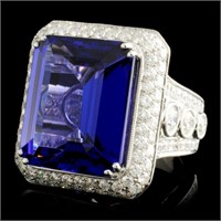 21.50ct Tanzanite & 3.93ctw Diam Ring in 18K Gold