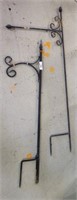 2 PC WROUGHT IRON FLAG  STAND