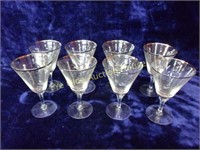 Silver Rimmed Etched Crystal Stemware (8 pcs)