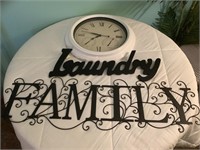 Clock and 2 wall decor items