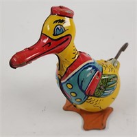 Vintage J. Chein Tin Litho Windup Duck. Measures