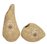 Insculpted Jeweled Art Vase Set Of 2