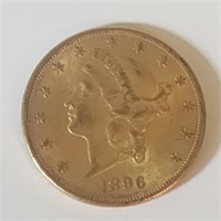 1896 S $20 Gold Liberty Head XF.