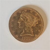 1880 $5 Liberty Head Gold XF+ nice strike.