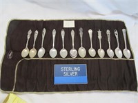 12pc Sterling Silver Vintage Collector Spoons