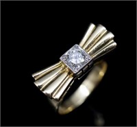 Retro period diamond set 18ct rose gold ring