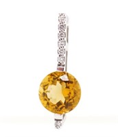 Citrine & diamond set 14ct white gold pendant