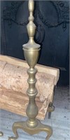 Pair of Solid Brass Trophy Andirons