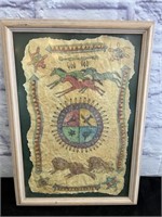 Native American Illustrations on Leather, Framed