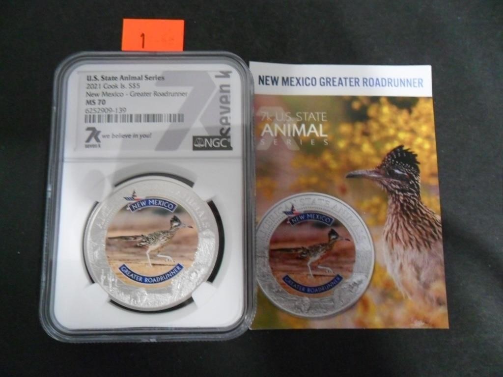 2021 Cook Island $5 Animal Series New Mexico NGC M