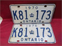 1970 Ontario Matching License Plates Cars Canada