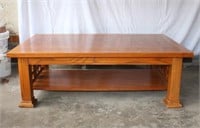 Oak finish coffee table, 50 X 29.75 X 17"H