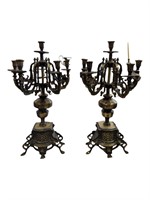 Pair of Cast Iron Candle Holders-14"