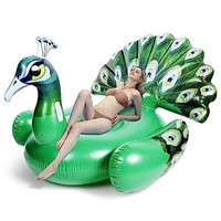 Sloosh Inflatable Peacock Pool Float, Giant Green