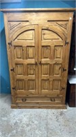 Pine Two Door Cabinet with Drawer
