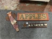 WOOD SIGNS INCLUDING APPLES, AMERICA