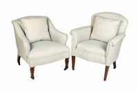 TWO UPHOLSTERED ARMCHAIRS