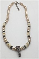 Sterling Silver, Pearl & Misc. Bead Necklace