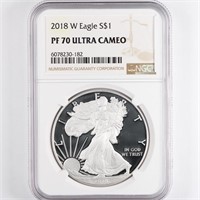 2018-W Proof Silver Eagle NGC PF70 UC