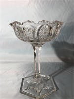 LONG STEM LEAD CRYSTAL CANDY DISH 8 INCHES TALL