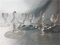 PAIR OF CRYSTAL CANDLE HOLDERS