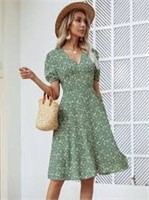 ZOKIVA Womens Summer Dress Ditsy Floral Button