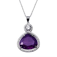 Sterling Silver Teardrop Amethyst Crystal Necklace